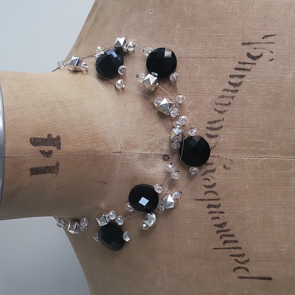 Black and Silver Beaded Necklace